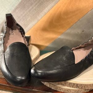 Abeo Black Leather Slip-On Ballet Flats